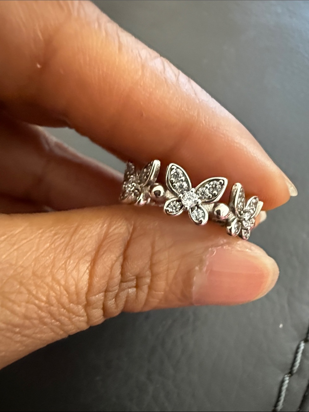 Solid Sterling Silver 925 Butterfly Band Ring #E1473